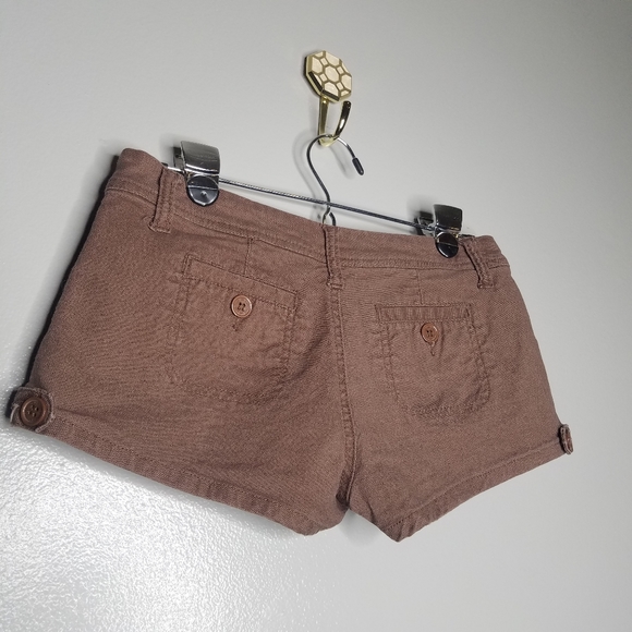 Heritage 1981 Brown Linen Shorty Shorts Juniors 3 - Picture 4 of 10